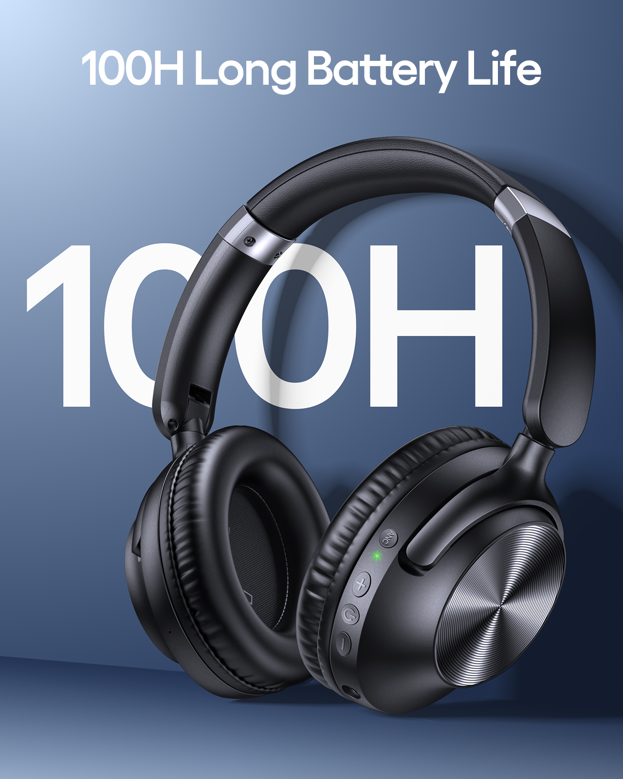 TAGRY Hybrid Active Noise Cancelling Headphones 100H Playtime Wireless Over Ear Bluetooth Headphone with Hi-Res Audio Fast Charging Comfort Earcups Headsets for Travel Home Office Phone PC Black