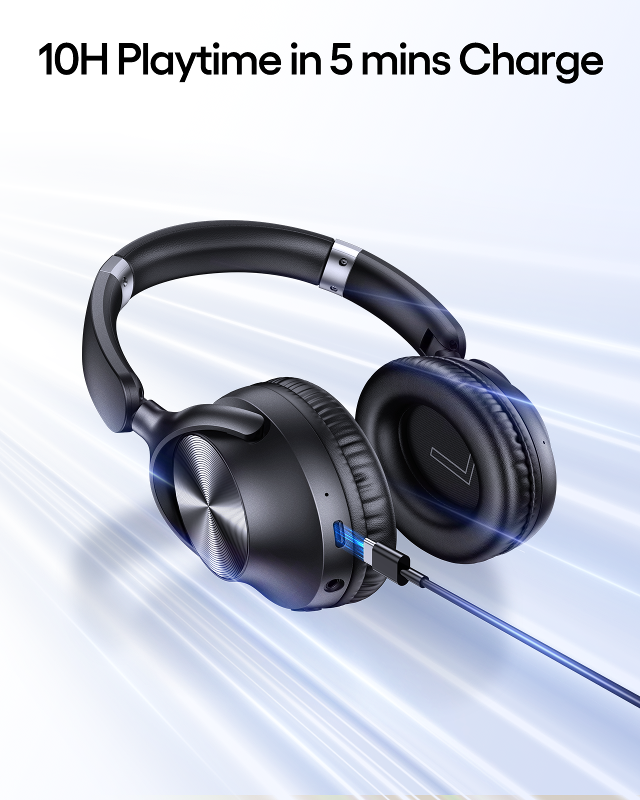 TAGRY Hybrid Active Noise Cancelling Headphones 100H Playtime Wireless Over Ear Bluetooth Headphone with Hi-Res Audio Fast Charging Comfort Earcups Headsets for Travel Home Office Phone PC Black