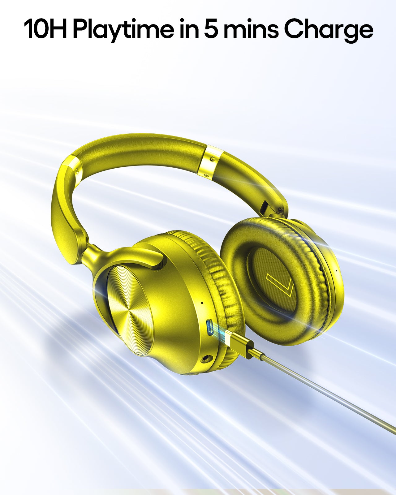 TAGRY Hybrid Active Noise Cancelling Bluetooth Headphones 100H Playtime Wireless Over Ear Headphone with Fast Charging Hi-Res Audio Headsets Comfort Earcups for Commute Travel Office Phone PC Yellow