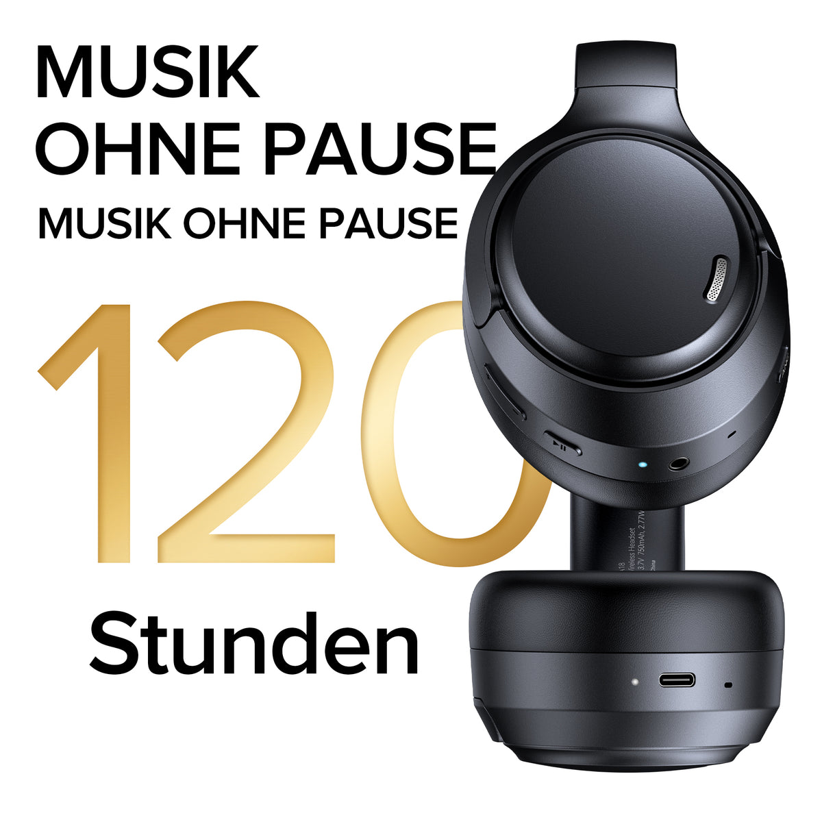 Bluetooth Kopfhörer Over-Ear-Kopfhörer Hybrid ANC 45 dB Transparenzmodus 120 Stunden Akkulaufzeit 6-Mikrofon-ENC Hi-Res Audio komfortable Ohrpolster geringe Latenz Bluetooth 6.0 für Reisen und Sport