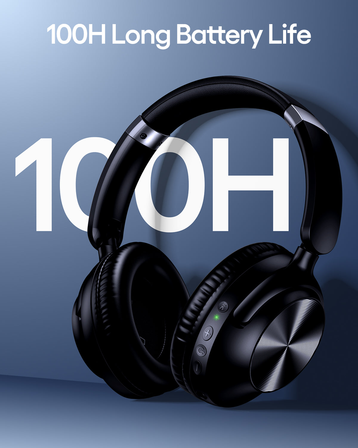 TAGRY Hybrid Active Noise Cancelling Bluetooth Headphones 100H Playtime Wireless Over Ear Headphone with Fast Charging Hi-Res Audio Comfort Earcups Headsets for Home Office Travel Phone PC Dark Black