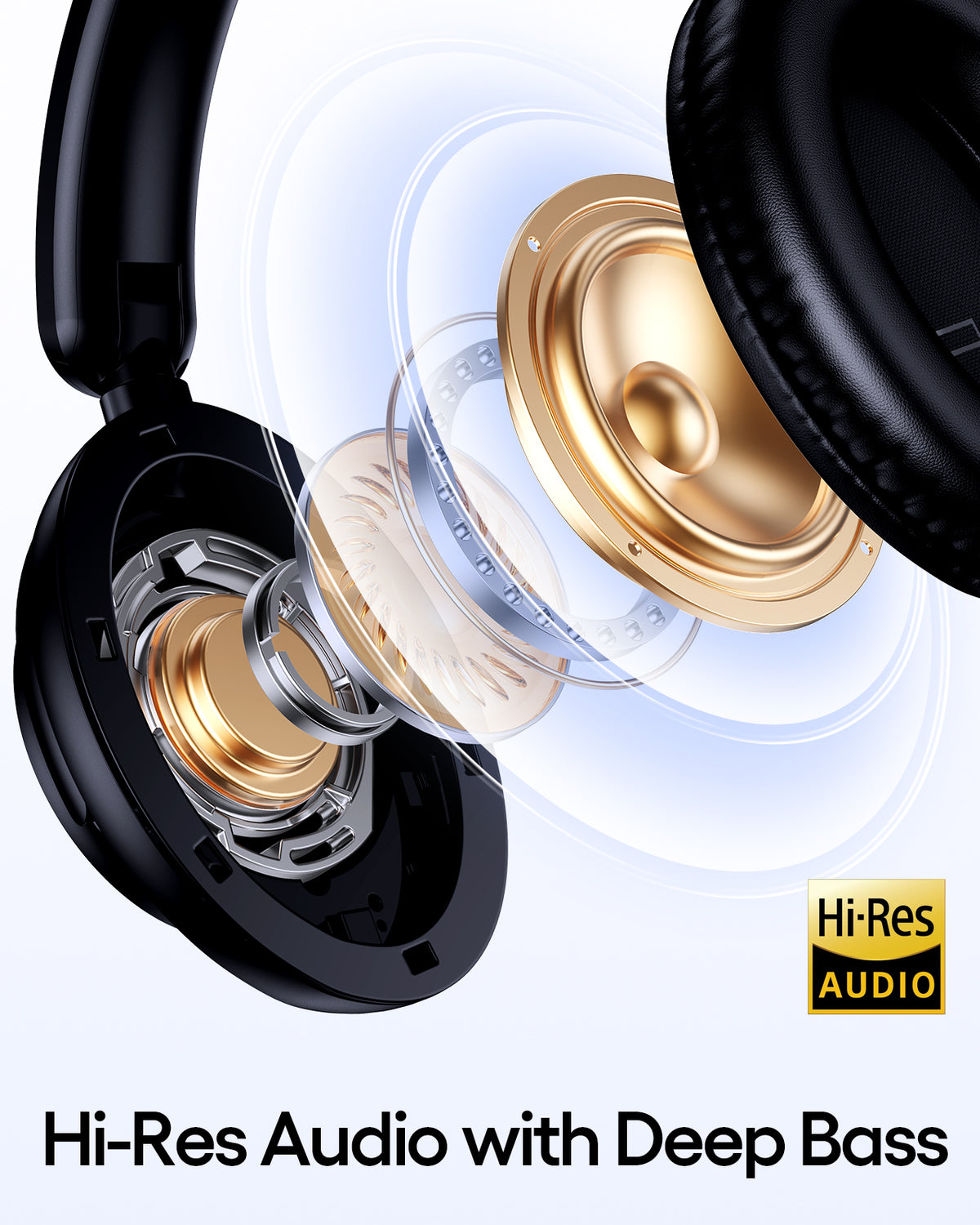 TAGRY Hybrid Active Noise Cancelling Bluetooth Headphones 100H Playtime Wireless Over Ear Headphone with Fast Charging Hi-Res Audio Comfort Earcups Headsets for Home Office Travel Phone PC Dark Black