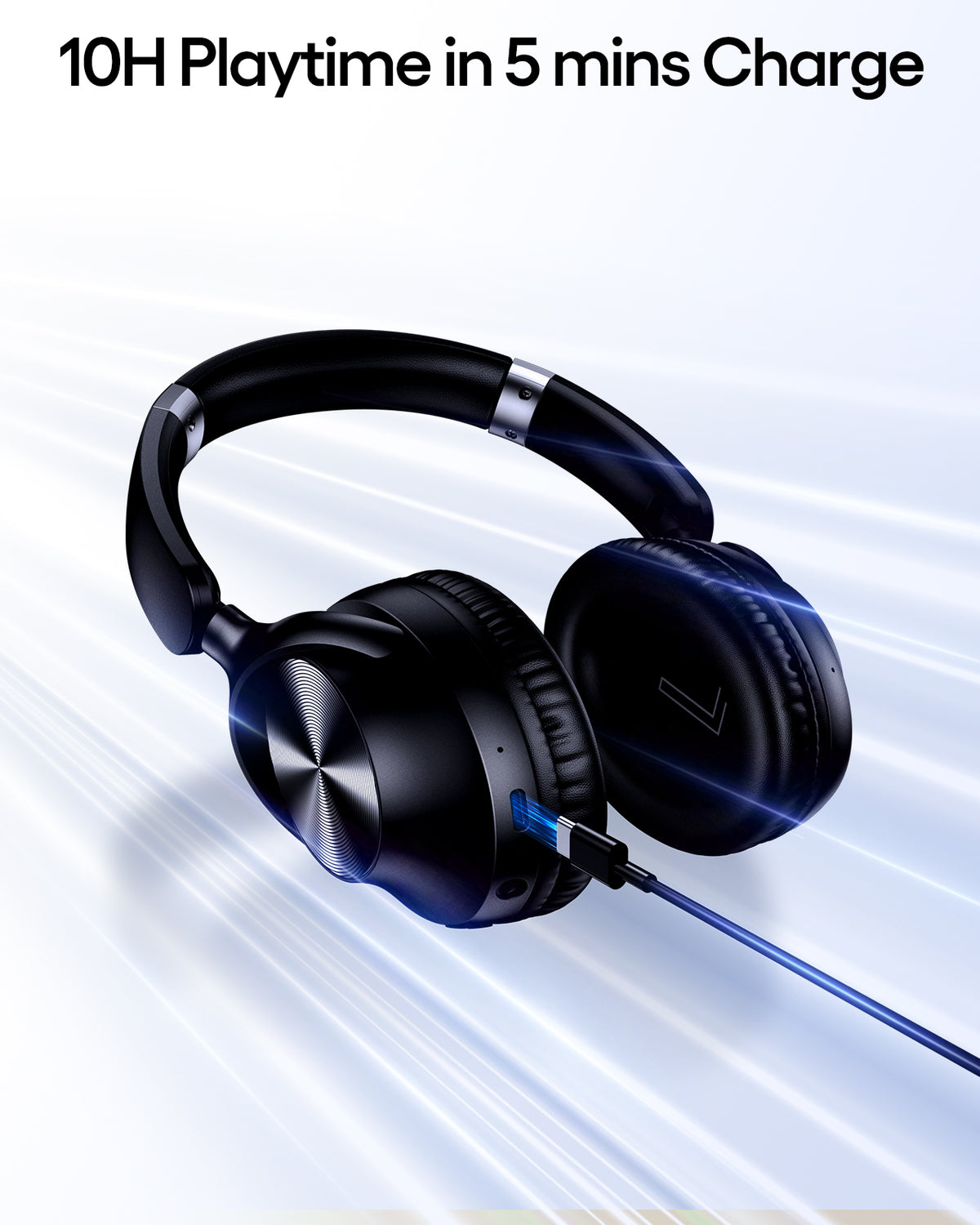 TAGRY Hybrid Active Noise Cancelling Bluetooth Headphones 100H Playtime Wireless Over Ear Headphone with Fast Charging Hi-Res Audio Comfort Earcups Headsets for Home Office Travel Phone PC Dark Black